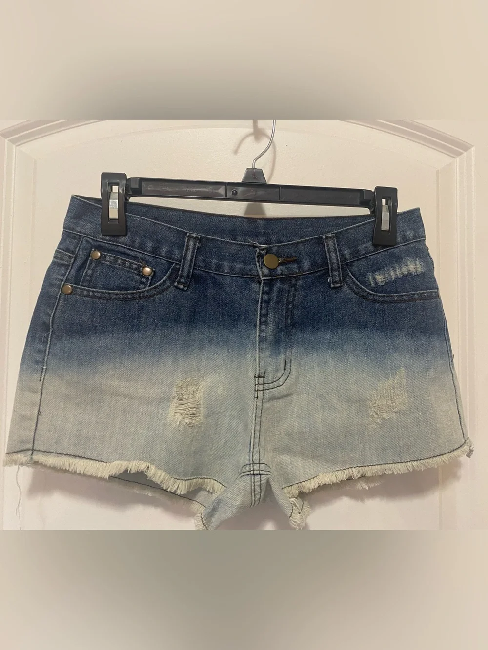 Ellison Ombre Blue Denim Cutoff Shorts